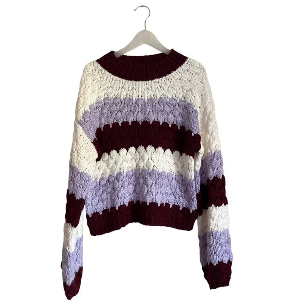 BB Dakota Striped Sweater with Hot Balloon Sleeves Size Medium - Picture 4 of 15